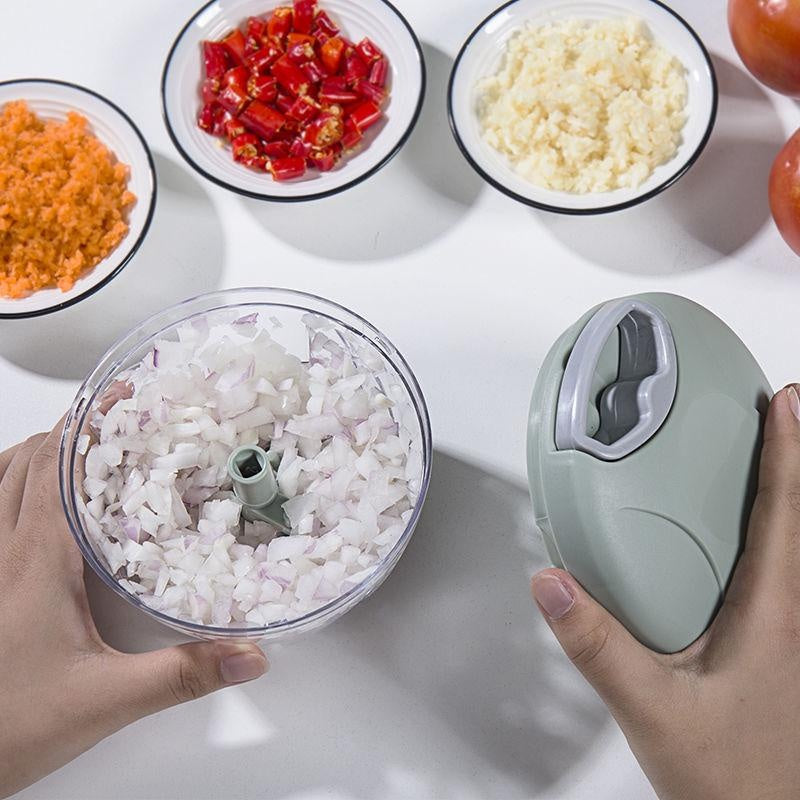 Manual Garlic Press & Vegetable Chopper — Rotate, Mince & Dice