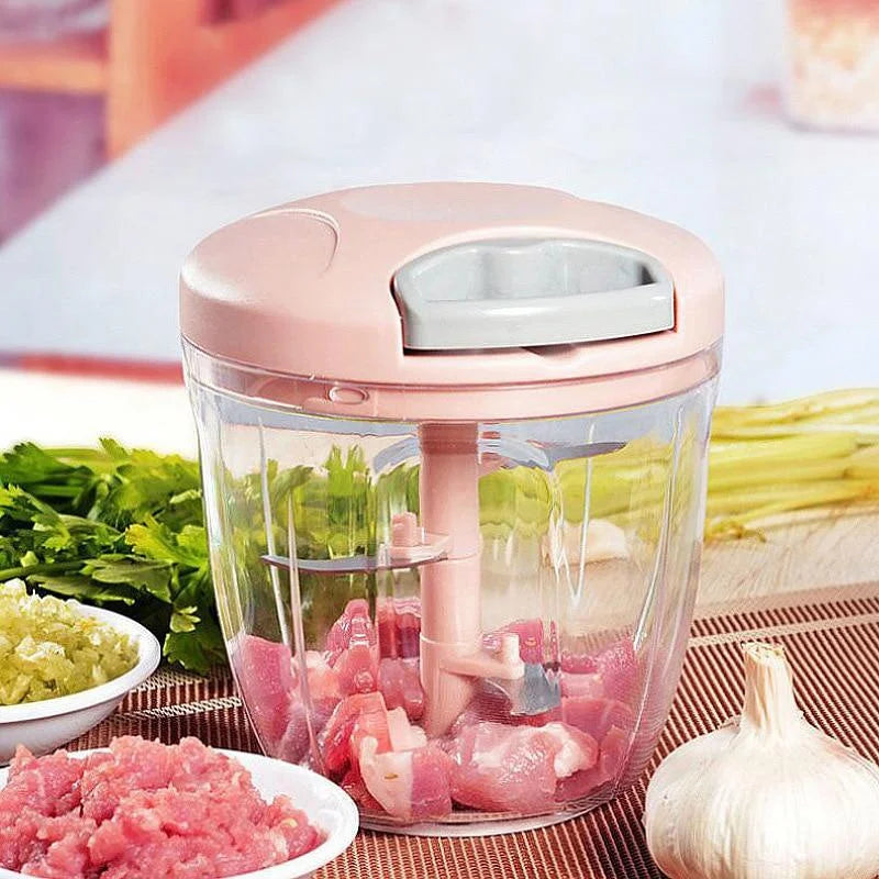 Manual Garlic Press & Vegetable Chopper — Rotate, Mince & Dice