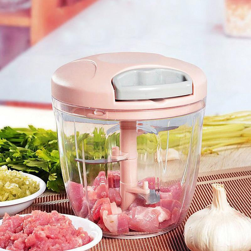 Manual Garlic Press & Vegetable Chopper — Rotate, Mince & Dice