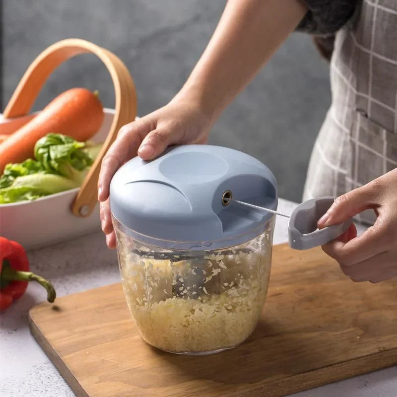 Manual Garlic Press & Vegetable Chopper — Rotate, Mince & Dice