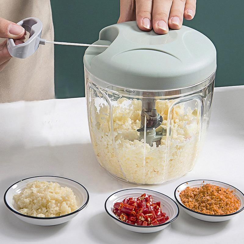 Manual Garlic Press & Vegetable Chopper — Rotate, Mince & Dice