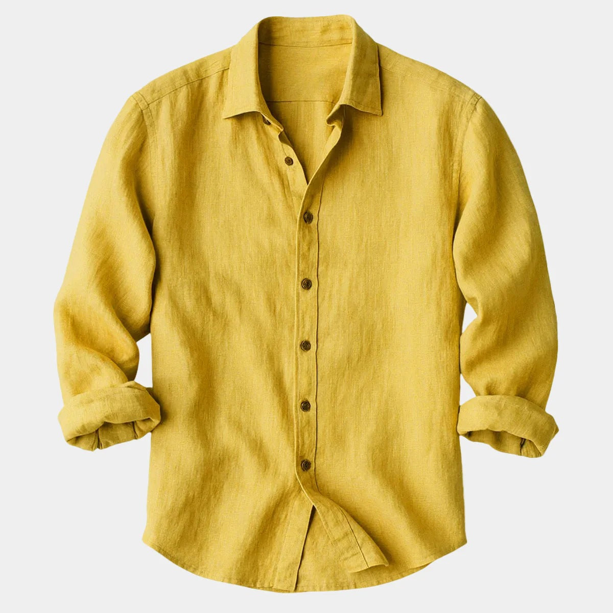 Men?s stylish solid-color long-sleeve button-down shirt