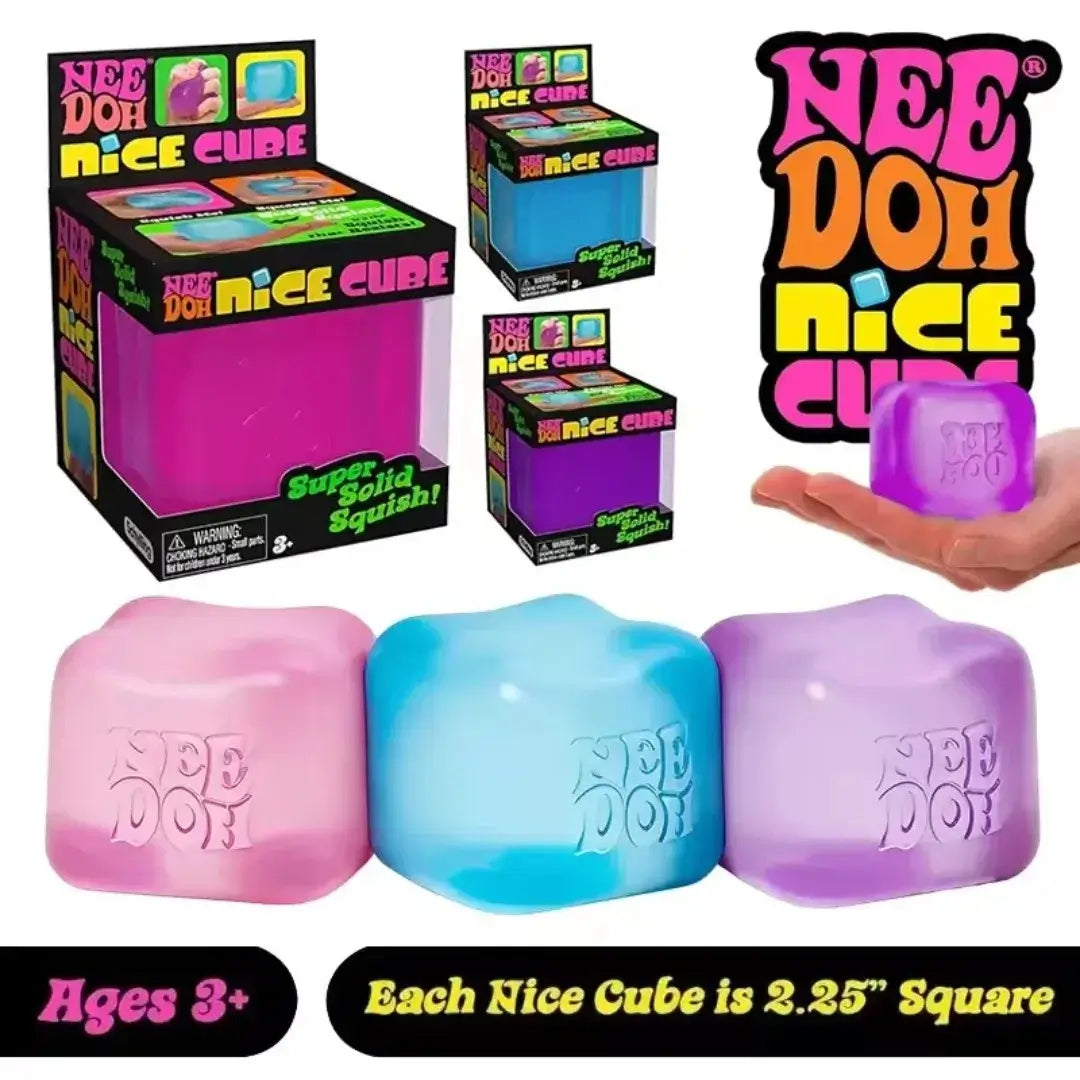 NeeDoh Nice Cube Squishy Fidget Toy, Soft Sensory Stress Relief Squeeze